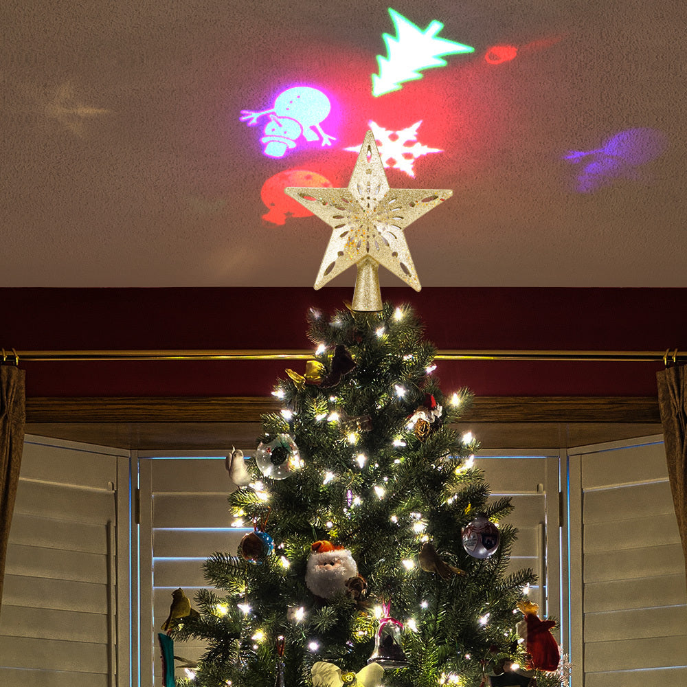 LED Star Snowflake Tree Top Projector