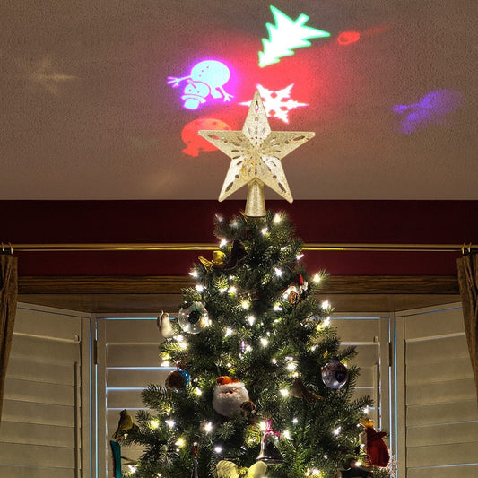 LED Star Snowflake Tree Top Projector